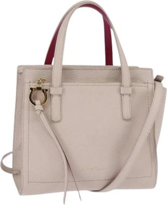 Ferragamo Pre-owned Leren Handtas - Dames - Vintage Handtas - Beige - ONE Size - Leer - Vintage