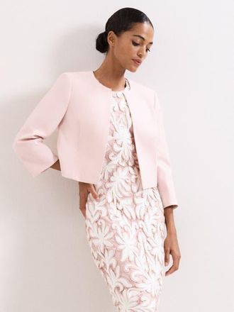 Phase Eight Cropped Round Neck Jacket in Pale Pink at Nordstrom, Size 10