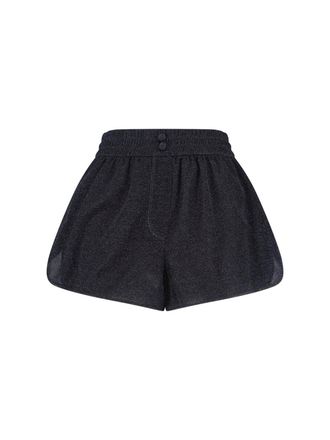 Os&eacute;ree Lumi&egrave;re Oseree Shorts In Black Metallic Semi-Sheer Fabric