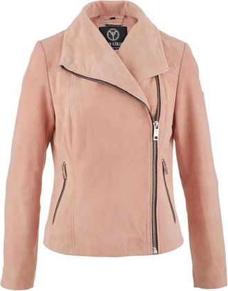 Carlo Colucci Zachte Velours Leren Jas Dal Bella - Dames - Leren en Su&egrave;de Jassen - Roze - 3XL - Jassen