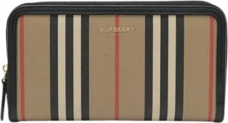 Burberry Pre-owned Elmore Stripe Zip Wallet PVC/Leather - Dames - Vintage Accessoires - Beige - ONE Size - Leer - Vintage