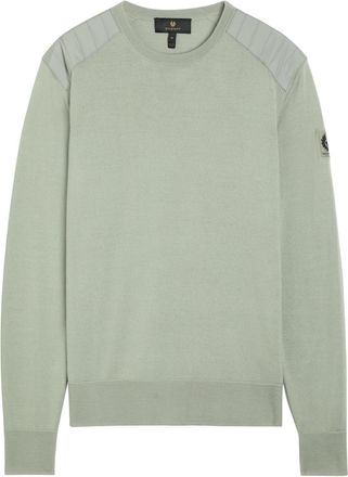 Belstaff Kerrigan Panelled Shoulders Wool-blend Jumper - Khaki - Xxl