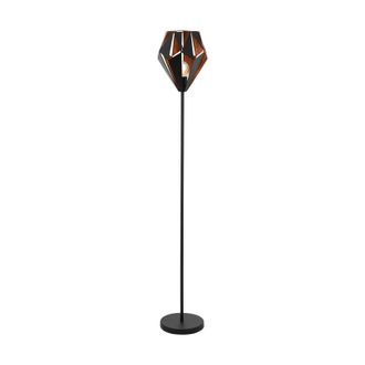 Loops Floor Lamp Standing Light Black & Copper Shade 1 x 60W E27 Bulb Standard