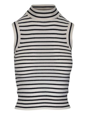 Nili Lotan striped mock-neck top - White
