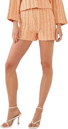 Free the Roses Cozy Cotton Blend Cable Knit Shorts in Orange at Nordstrom, Size X-Small