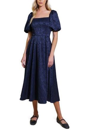 Flying Tomato Puff Sleeve Midi Dress in Navy at Nordstrom Rack, Size Small