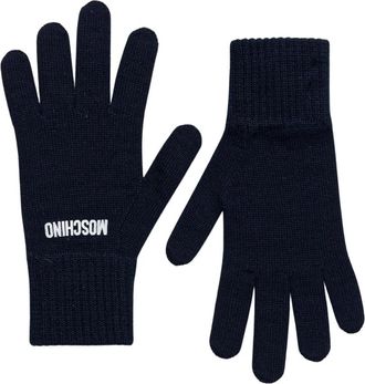 Moschino Gebreide handschoenen - Dames - Handschoenen - Blauw - S/M - Wol - Accessoires