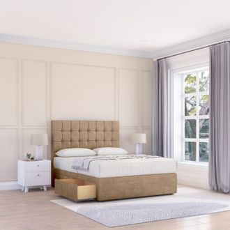 Sloomy Alabama Naples Bed Set With 2 Drawers, Mattress & 54 Headboard in Light Brown | Size: Small Single