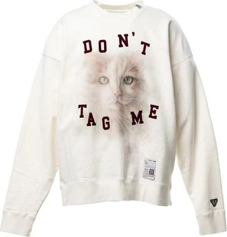 Miharayasuhiro Mihara Yasuhiro, Hoodies & sweatvesten, Heren, Wit, S, Katoen, Cat Printed Sweatshirt
