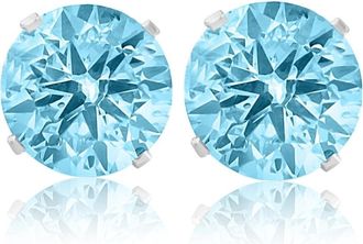Pompeii3 2ct Blue Moissanite Studs 14K White Gold Earrings