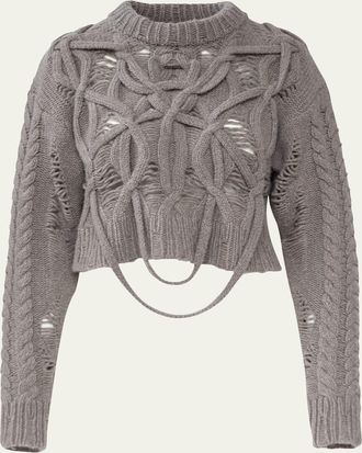 Aisling Camps Briar Deconstructed Cable Knit Crop Sweater