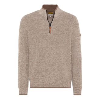 Camel Active Fijngebreide Troyer van Katoenmix - Heren - Truien - Bruin - Maat: 2XL Katoen