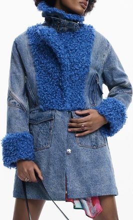 Desigual Denim & Faux Shearling Coat at Nordstrom, Size X-Large