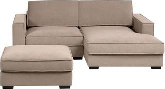 Beliani Corner Sofa KOLDING Fabric Taupe with Ottoman Left Hand