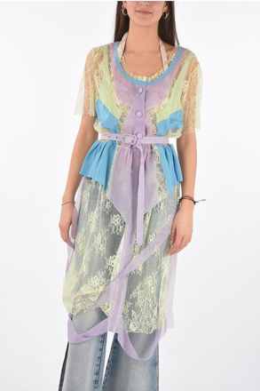 Maison Margiela MM0 kanten jurk met riem in Multicolor