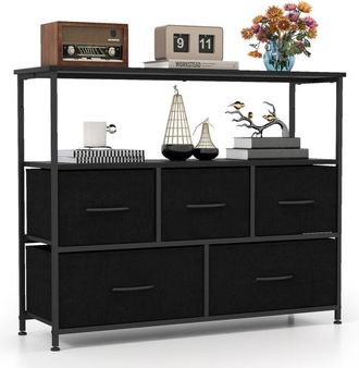 Costway Dresser for Bedroom Storage Dresser with 5 Drawers-Black
