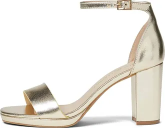 Chinese Laundry Womens Teri Vegan Leather Dress Chunky Heels In Gold