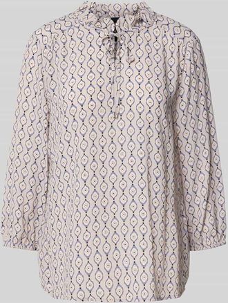 Marc Cain Blusenshirt mit Schlüsselloch-Ausschnitt in Kitt, Größe 36