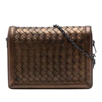 Bottega Veneta Pre-owned Cross Body Bags, female, Brown, Size: ONE SIZE Pre-owned Woven Leather Crossbody Bag