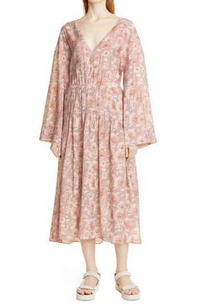 Vince Dahlia Print Long Sleeve Dress in Lotus Shell at Nordstrom Rack, Size Large
