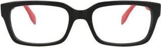 Alexander McQueen 55mm Square Optical Glasses in Black Black Transparent at Nordstrom Rack