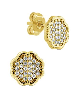Sterling Forever 14K Plated CZ Rose Petal Studs