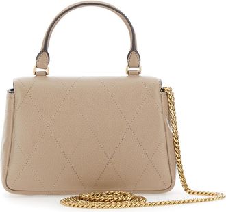 Tory Burch Womens Mini Charlie Bag With Chain Strap - Beige Cow Leather