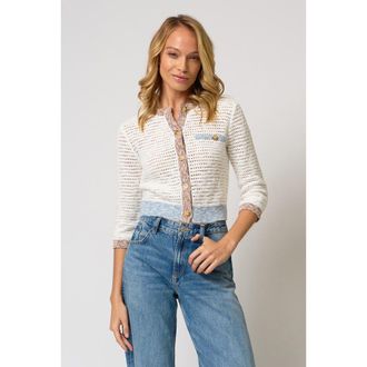 Central Park West Ora Melange Crochet Sweater in Ivory Multi at Nordstrom, Size Medium