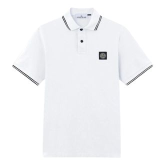 Stone Island 2200010 Slim-Fit Compass Patch Polo Shirt White L1S1522000-10S0018-V1001