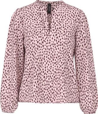 Marc Cain Blouse met V-hals en volantdetail - Dames - Blouses - Veelkleurig - S - Polyester - Overhemden