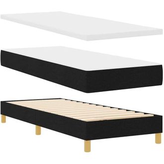 vidaXL Cama Con Somier Y Colch&oacute;n Crema 90x200 Cm Fabric Negro Vidaxl