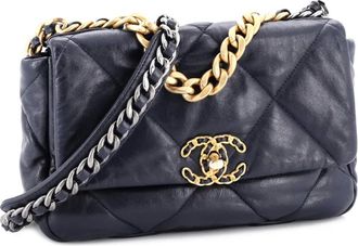 Chanel 19 Flap Bag Quilted Leather Medium crossbody bag - Blauw