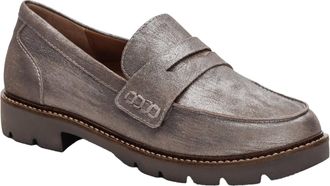 Aetrex Womens Collette Leather Loafers In Silver