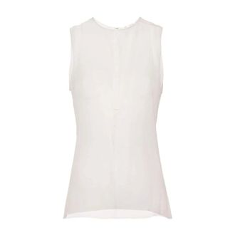 Ami Tops, Dames, Wit, S, Silk Sheer Sleeveless Top