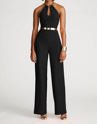 Halston Heritage Womens Oki Jumpsuit In Black