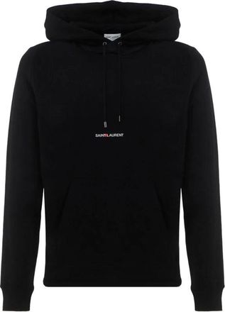 Saint Laurent Hombres Sudadera negra de algod&oacute;n org&aacute;nico