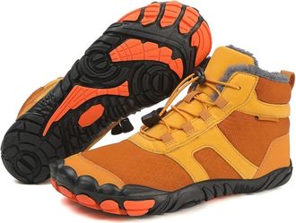 Generic Mens Womens Winter Barefoot Snow Boots Waterproof Ankle Boots Wide Toe Box Fur Lined Outdoor Sneakers Boots For His And Hers(Gelb,6.5 UK)