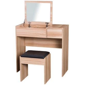 HOMCOM Mesa para maquillaje 80x40x79 cm madera natural