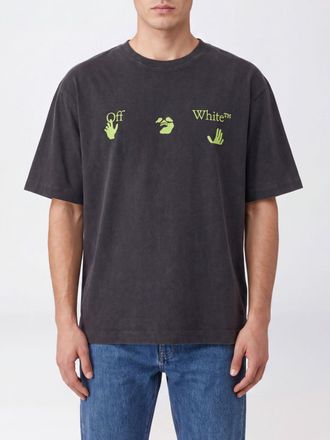 Off-white Short-Sleeved Cotton T-Shirt with Contrast Logo Print
