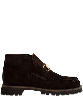 Gucci horsebit suede boots - Marrone