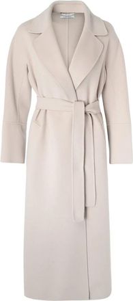 Max Mara Gestreepte jas - Dames - Jas met riem - Beige - XS - Jassen