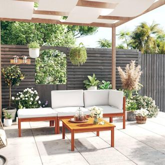 vidaXL Vidaxl - Conjunto De Jard&iacute;n 4 Piezas Con Cojines Color Crema 63x63 Cm