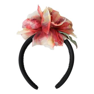 Dolce & Gabbana Bloemen Zwart Tiara Vrouwen Haarband Diadeem - Dames - Haaraccessoires - Zwart - ONE Size - Polyester - Accessoires
