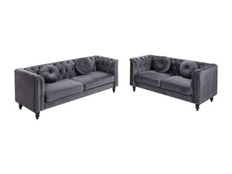 Vente-Unique Sof&aacute; de 3+2 plazas de terciopelo TURNER - Antracita