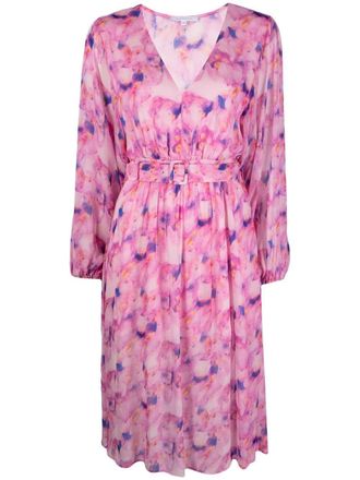 Patrizia Pepe floral print V-neck dress - women - Polyester/Viscose - 38 - Pink