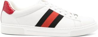 Gucci Ace web-trim leather sneakers - men - Calf Leather/Calf Leather/Rubber - 7 - White