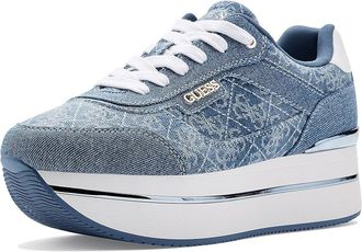 Guess Hansin Womens Shoes White/Medium Blue Denim Logo : 9.5 M, Synthetic