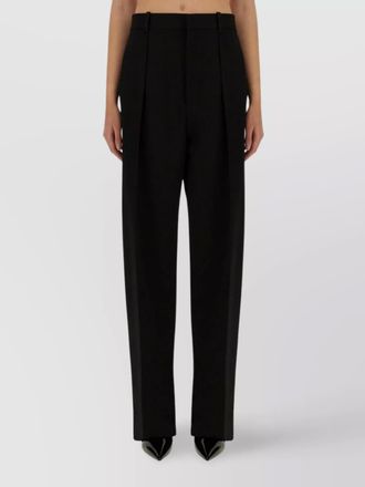 Bottega Veneta wool high-rise pleated wide-leg tailored trousers