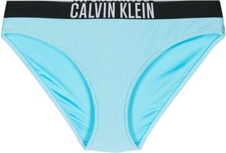 Calvin Klein logo-waistband ribbed bikini bottoms - women - Elastane/Polyester/Polyamide/Elastane - M - CU8 Blue Tide