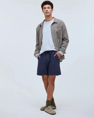 Madewell Mens Madewell The McCarren Shorts Dark Baltic Mid Rise Drawstring DDR2621